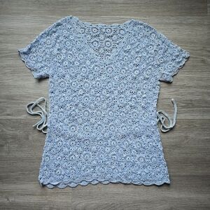 Elegant Light Blue Crochet Top